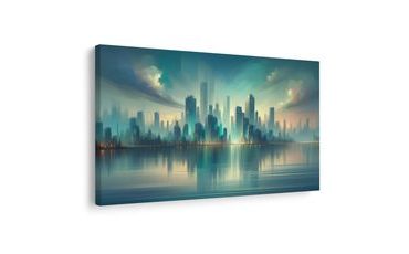 OBRAZ SILUETA MRAKODRAPŮ V PODVEČER - OBRAZY MĚSTA - OBRAZY