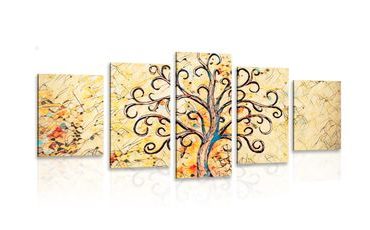 IMPRESSION SUR TOILE EN 5 PARTIES SYMBOLE DE L'ARBRE DE VIE - IMPRESSIONS SUR TOILE FENG SHUI - IMPRESSION SUR TOILE