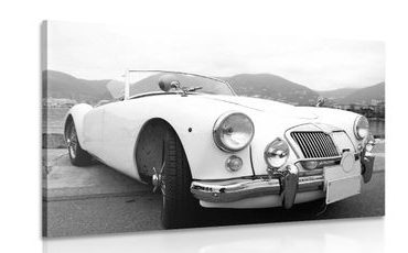 CANVAS PRINT LUXURY VINTAGE CAR IN BLACK AND WHITE - BLACK AND WHITE PICTURES - PICTURES