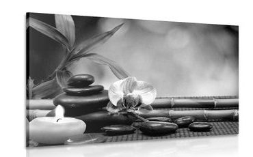 CANVAS PRINT FENG SHUI HARMONY IN BLACK AND WHITE - BLACK AND WHITE PICTURES - PICTURES