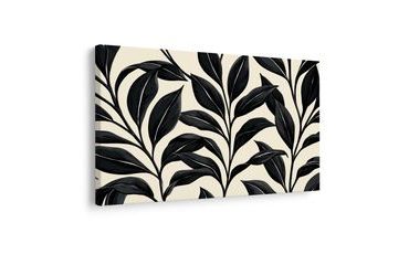 TABLEAU EN 5 PARTIES – FEUILLES NOIRES ÉLÉGANTES - TABLEAUX ARBRES ET FEUILLES - TABLEAUX