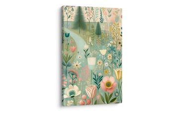 OBRAZ MAGICZNA KWIATOWA ŁĄKA PRZY LESIE - OBRAZY KWIATÓW - OBRAZY