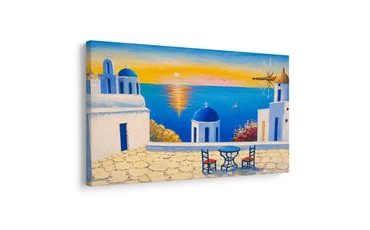WANDBILD GRIECHISCHE INSEL BEI SONNENUNTERGANG - BILDER MEER UND STRAND - BILDER