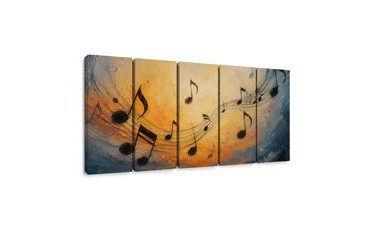 5-TEILIGES WANDBILD MUSIKALISCHE HARMONIE IN FARBEN - MUSIKBILDER - BILDER