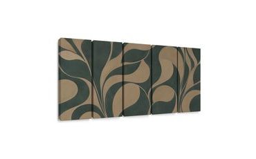 5-TEILIGES WANDBILD ABSTRAKTE BLÄTTER IN BEIGE - WANDBILDER ABSTRAKTE FORMEN - BILDER