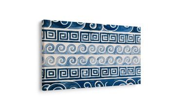 WANDBILD AQUARELLIERTE BLAUE GRIECHISCHE MUSTER - WANDBILDER NACH MOTIV - BILDER