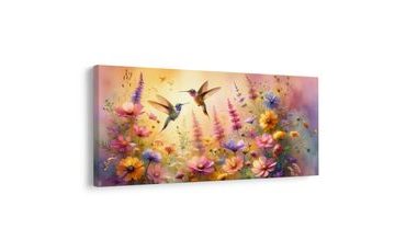 QUADRO SU TELA – DANZA DEI COLIBRÌ - QADRI DI UCCELLI - STAMPE E QUADRI