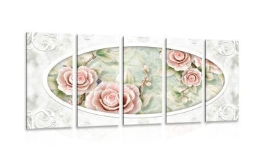 IMPRESSION SUR TOILE EN 5 PARTIES ROSES DE PIERRE - IMPRESSIONS SUR TOILE VINTAGE ET RÉTRO - IMPRESSION SUR TOILE