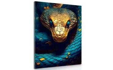 IMPRESSION SUR TOILE SERPENT BLEU-OR - IMPRESSIONS SUR TOILE LES SOUVERAINS DU RÈGNE ANIMAL - IMPRESSION SUR TOILE