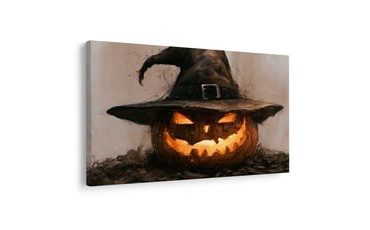 WANDBILD KÜRBISSE IM HEXENHUT - HALLOWEEN- UND HORROR-BILDER - BILDER