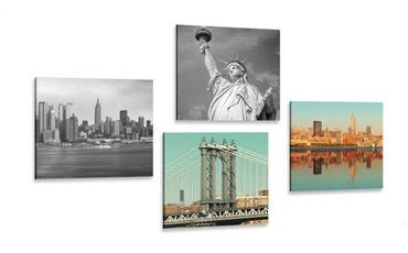 CANVAS PRINT SET INTERESTING COMBINATION OF THE NEW YORK CITY - SET OF PICTURES - PICTURES