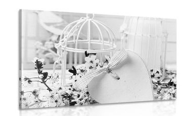 CANVAS PRINT ROMANTIC STILL LIFE IN VINTAGE STYLE IN BLACK AND WHITE - BLACK AND WHITE PICTURES - PICTURES