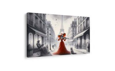 OBRAZ PARÍŽSKA ULICA S HUSLISTKOU - OBRAZY ŽENY - OBRAZY