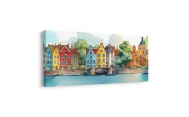 OBRAZ MALEBNÁ MĚSTSKÁ KRAJINA - BAREVNÉ DOMY - OBRAZY
