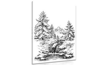 OBRAZ ČIERNOBIELA ROZPRÁVKOVÁ KRAJINA - ČIERNOBIELE OBRAZY - OBRAZY