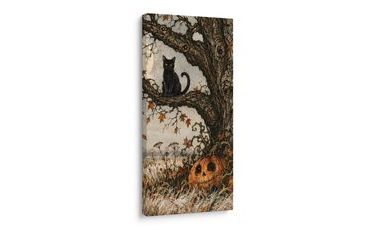 WANDBILD LEBENSBAUM IN GEHEIMNISVOLLER NACHT - HALLOWEEN- UND HORROR-BILDER - BILDER
