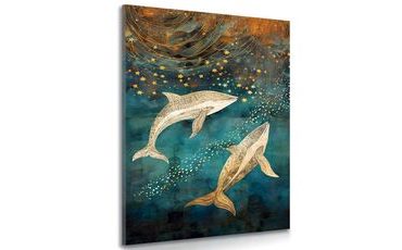 CANVAS PRINT OF A WHALE IN A MAGICAL OCEAN - PICTURES UNDERWATER WORLD - PICTURES