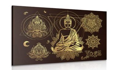 OBRAZ ZŁOTY MEDYTUJĄCY BUDDA - OBRAZY FENG SHUI - OBRAZY