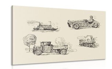 OBRAZ DOPRAVNÍ PROSTŘEDKY V RETRO PROVEDENÍ - VINTAGE A RETRO OBRAZY - OBRAZY