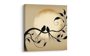 OBRAZ SILUETY V MĚSÍČNÍ ZÁŘI - OBRAZY PTÁCI - OBRAZY