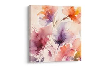 TABLEAU SUR TOILE – FLEURS DÉLICATES À L’AQUARELLE - TABLEAUX DE FLEURS - TABLEAUX
