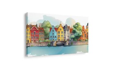 OBRAZ BAREVNÉ DOMY U ŘEKY - BAREVNÉ DOMY - OBRAZY