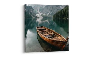 QUADRO SU TELA – BARCA DI LEGNO NELLA NATURA - QUADRI LAGHI - STAMPE E QUADRI
