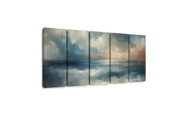 TABLEAU EN 5 PARTIES – MER PAISIBLE EN TONS PASTEL - PEINTURES ABSTRAITES - TABLEAUX