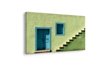 SLIKA PLAVA VRATA I STEPENICE - ŠARENE KUĆE - SLIKE