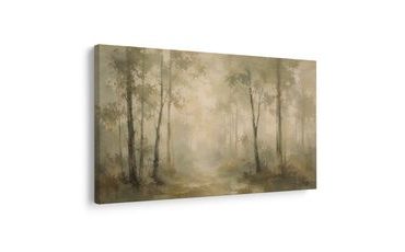 TABLEAU SUR TOILE – FORÊT BRUMEUSE AUX TONS BEIGES - TABLEAUX FORÊT - TABLEAUX