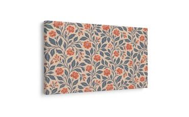 WANDBILD KORALLENFARBENE BLÜTEN AUF BEIGE - BILDER BLUMEN - BILDER