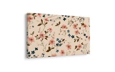 WANDBILD PASTELLFARBENE BLUMEN AUF BEIGEM HINTERGRUND - BILDER BLUMEN - BILDER