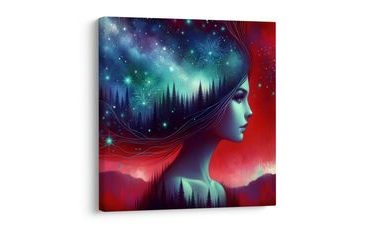 OBRAZ SNOVÁ GALAXIE A SILUETA - OBRAZY ŽENY - OBRAZY