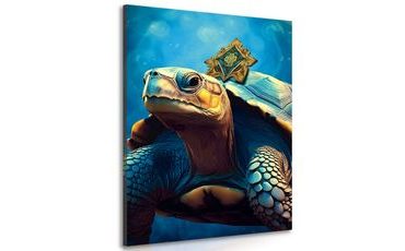 CANVAS PRINT BLUE-GOLD TURTLE - PICTURES LORDS OF THE ANIMAL KINGDOM - PICTURES