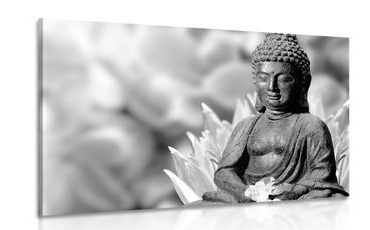 IMPRESSION SUR TOILE BOUDDHA PAISIBLE EN NOIR ET BLANC - IMPRESSIONS SUR TOILE NOIR ET BLANC - IMPRESSION SUR TOILE