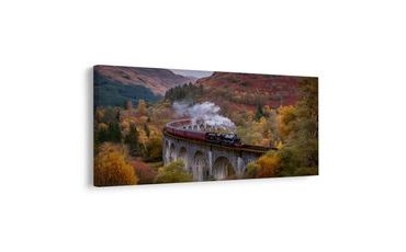 QUADRO SU TELA – PAESAGGIO AUTUNNALE CON TRENO - QUADRI DI NATURA E PAESAGGIO - STAMPE E QUADRI