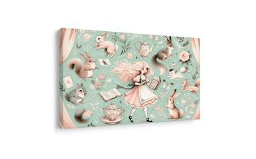 OBRAZ MAGICZNA DZIEWCZYNKA I KRÓLICZKI - DZIECIĘCE OBRAZY ZWIERZĄTKA - OBRAZY