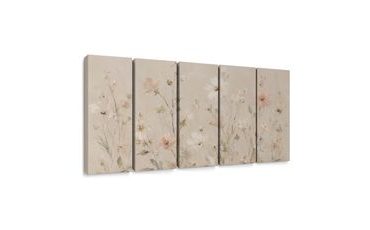 TABLEAU EN 5 PARTIES – DÉLICATES FLEURS DES CHAMPS - TABLEAUX DE FLEURS - TABLEAUX