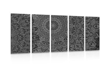 5-PIECE CANVAS PRINT STYLISH MANDALA IN BLACK AND WHITE - PICTURES FENG SHUI - PICTURES