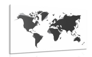 CANVAS PRINT ABSTRACT WORLD MAP IN BLACK AND WHITE - PICTURES OF MAPS - PICTURES