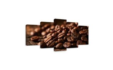 TABLEAU EN 5 PARTIES – GRAINS DE CAFÉ TORRÉFIÉS - IMAGES DE NOURRITURE ET DE BOISSONS - TABLEAUX