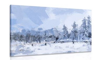 QUADRO PEZZO DI NEVE NELLA FORESTA - QUADRI CHE IMITANO LA PITTURA A OLIO - QUADRI