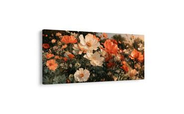 TABLEAU SUR TOILE – FLEURS ORANGE ET BLANCHES AU CRÉPUSCULE - TABLEAUX DE FLEURS - TABLEAUX