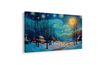 ŚWIĄTECZNY OBRAZ MAGICZNA ZIMOWA WIOSKA - OBRAZY ŚWIĄTECZNE I ZIMOWE - OBRAZY