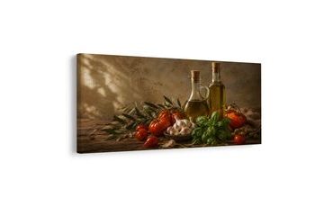 TABLEAU SUR TOILE – COMPOSITION RUSTIQUE DE TOMATES ET BASILIC - IMAGES DE NOURRITURE ET DE BOISSONS - TABLEAUX