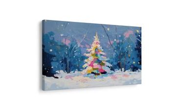 OBRAZ VÁNOČNÍ STROM V ZIMNÍ KRAJINĚ - VÁNOČNÍ A ZIMNÍ OBRAZY - OBRAZY