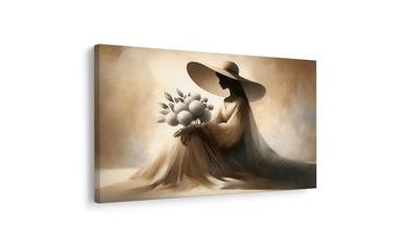 WANDBILD SILHOUETTE EINER FRAU MIT BLUMEN - WANDBILDER FRAUEN - BILDER