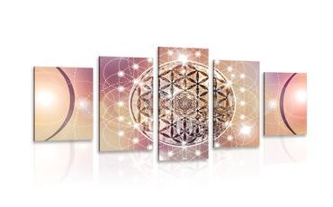 5-TEILIGES WANDBILD BEZAUBERNDES MANDALA - BILDER MIT FENG SHUI-MOTIVEN - BILDER