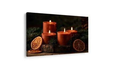 TABLEAU SUR TOILE – BOUGIES DE NOËL AUX ORANGES - TABLEAUX DE NOËL ET D’HIVER - TABLEAUX