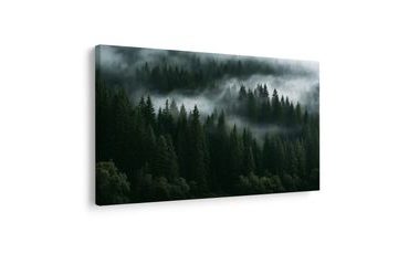 TABLEAU SUR TOILE – FORÊT DE CONIFÈRES DANS LA BRUME - TABLEAUX FORÊT - TABLEAUX